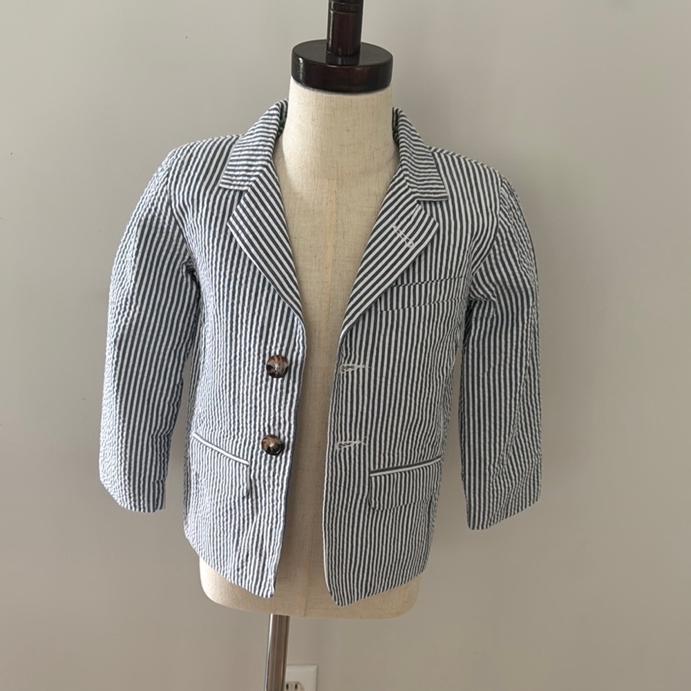 🛑CLEARANCE 🛑Seersucker Kids Jacket - Blue and White